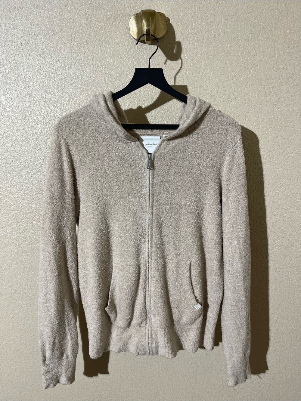Kashwere Cozy Zip Hoodie in Light Taupe
